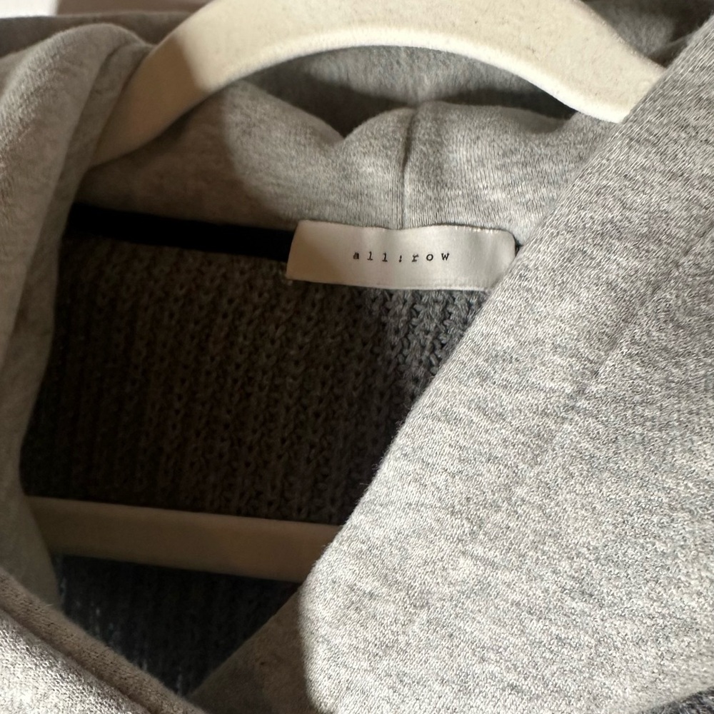 Gray Knit Sweatshirt Casual Heathered Top